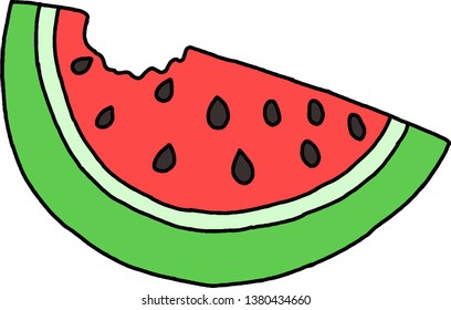 One piece watermelon on a white background
