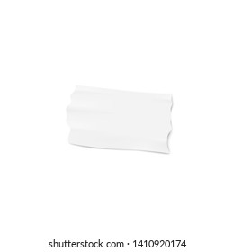 One piece of white adhesive or masking tape with torn edges realistic style, vector illustration isolated on gray background. Strip of ripped sticky tape or band or scotch