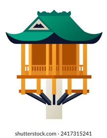 One Pillar Pagoda - modern flat design style single isolated image. Neat detailed illustration of buddhist shrine in the center of Hanoi. Historical sights of Vietnam, journey and tourism idea