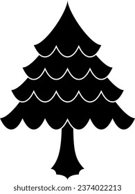 one pine tree black vector icon