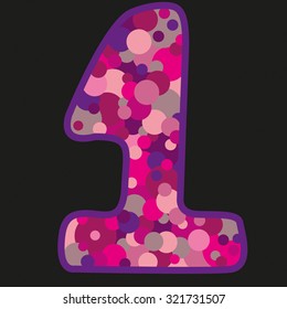 one pink button on black background