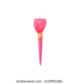 One pink makeup brush, cartoon vector illustration isolated on white background