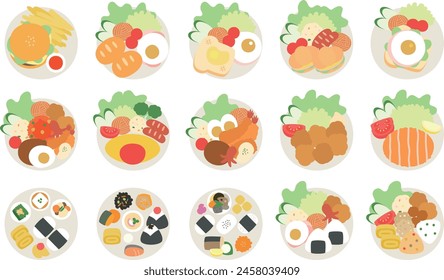 One plate food illustration set (color)