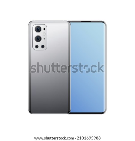 One Plus Pro Smartphone Mockup. Realistic 3d Design. Front and Back View. . Vector illustration