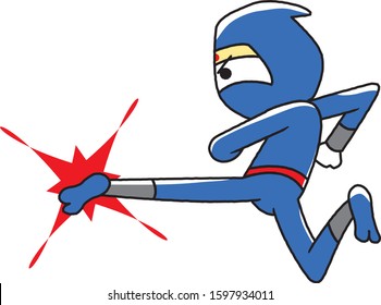 One point illustration of a ninja kicking
