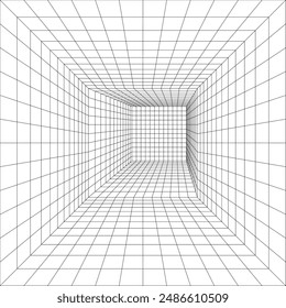 One Point Perspective Grid Vector ,One Room Perspective Grid Overlay  ,Perspective Grid Vector for One Room Design