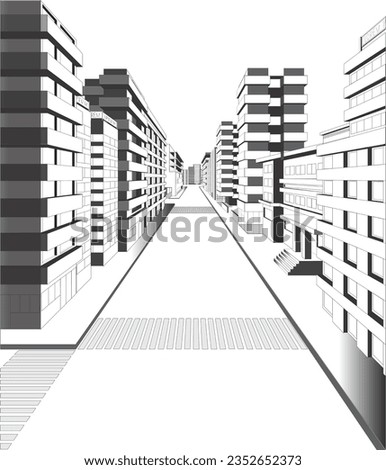 One Point Vector City Illustration With full Details