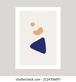 One poster with different abstract shapes drawing in Henry Matisse style. 