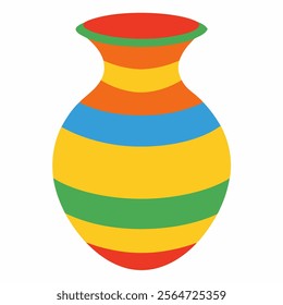 One pottery colorful vector on white background