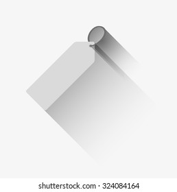 one price tag with long shadow on gray background