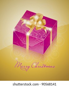 Una caja de regalo morada con cinta de oro
