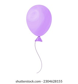 One purple violet balloon, watercolor effect, isolated on white background, vector illustration