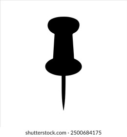 One push pin vector silhouette icon illustration design on white background.