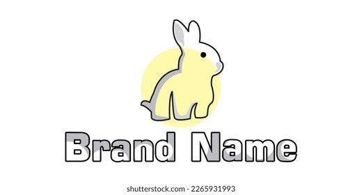 One rabbit logo vector design with a unique, simple, cool and elegant cream and gray color combination is perfect for your business symbol