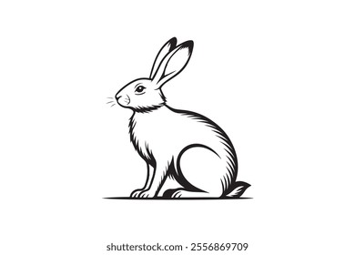 One Rabbit Silhouette Vector Illustration