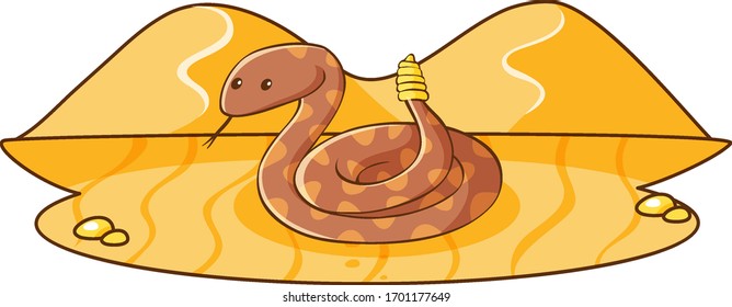 One rattle snake in the desert ground illustration