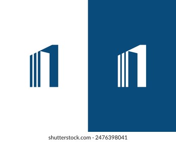 one real estate logo symbol. number 1 property building design template