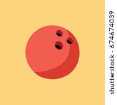 one red bowling ball icon isolated cartoon flat design style vector with shadow