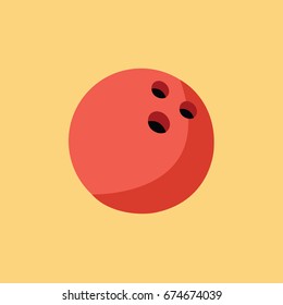 one red bowling ball icon isolated cartoon flat design style vector with shadow