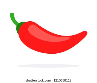 One red cayenne pepper flat single icon vector isolated on white