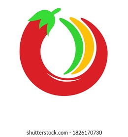 one red chilli logo shape design symbol with background