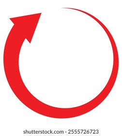 One red circle arrow icon. Round reload, restart, recycle and repeat symbol. Red clockwise circular arrow icon vector illustration. 