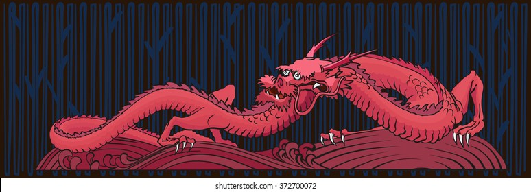 one red dragon creeps out of darkness