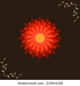 One red flower on a brown background. Vector illustration