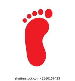 One red foot print icon silhouette vector illustration design on white background.