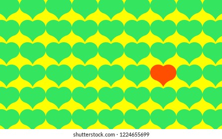 One red heart focus vector concept