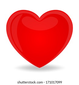 One red heart, isolated on white background 