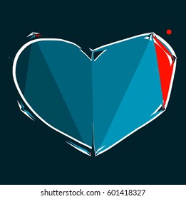 one red hearts in low poly effects