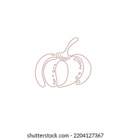 one red line abstract pumpkin on white background