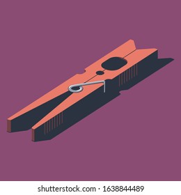 One red pin on maroon background. Isometric concept