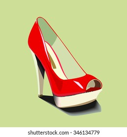 one red Shoe with high heels