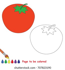 One Red Tomato to be colored, the coloring book for preschool kids with easy educational gaming level.