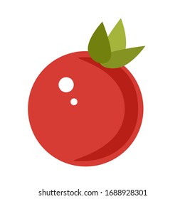 One red tomato, flat icon. Vector isolated painting art