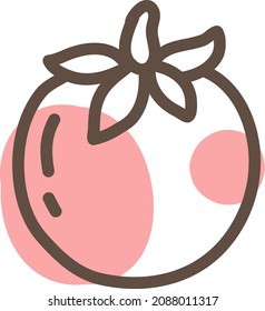 One Red tomato, illustration, vector, on a white background.