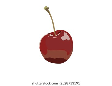 One ripe cherry, isolated white background