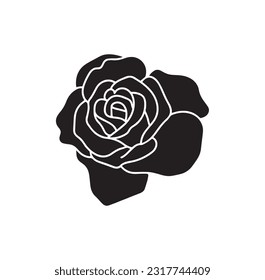 One rose flower silhouette illustration.