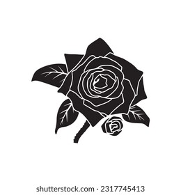 One rose flower silhouette vector art.