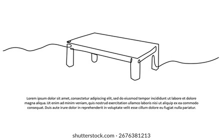 One row of tables. Minimal abstract continuous lines.