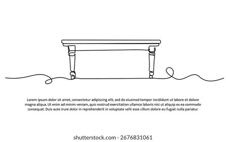 One row of tables. Minimal abstract continuous lines.