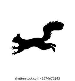 One running squirrel silhouette icon vector flat illustration design.