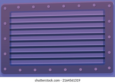 Una sección de ventilación de aire de plástico. Grado de ventilación de pared. Sistema de ventilación de escape y suministro, marco vectorial. Elemento de acondicionador de habitaciones. Distribuye el aire, volado mecánicamente. Control de cantidad de aire