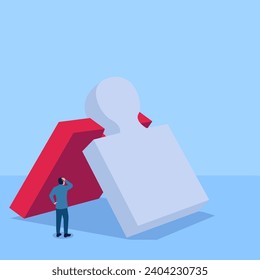 one sees two puzzle pieces stacked on top of each other, a metaphor for business collaboration. Simple flat conceptual illustration. drain