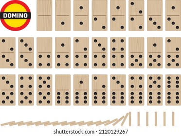 One set of domino tiles, domino effect set