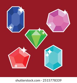 Ein Satz flacher Diamant-Illustration