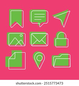 one set icon with nine icon design