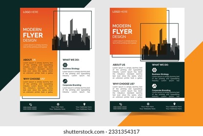 One set of modern flyer templates with two types of flyer designs. Simple and elegant professional corporate flyer designs.	